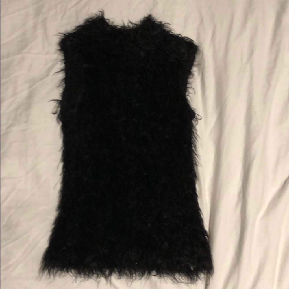 Faux Fur Mock Turtleneck Top